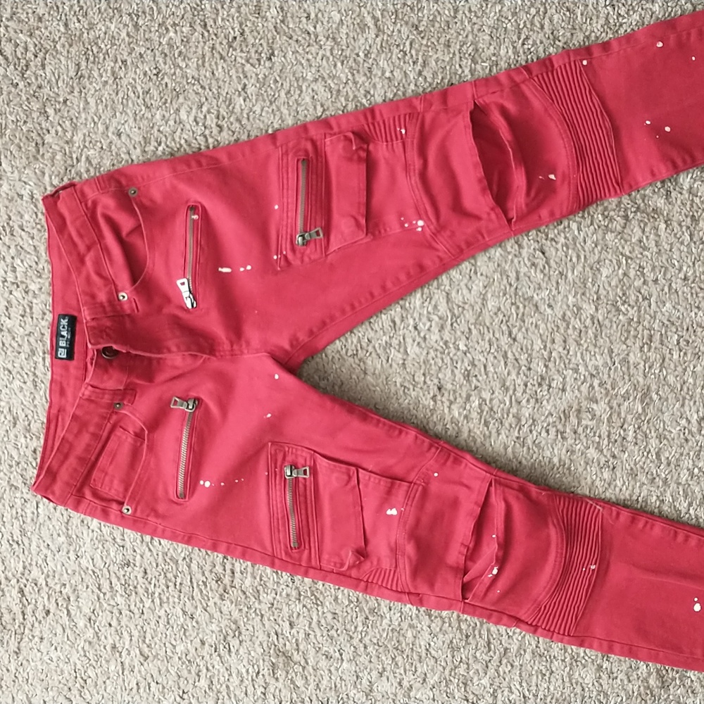 CJ Black Premium Jeans Zipper Skinny Flex Red Mens 26x30